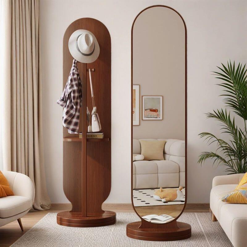 全身镜落地镜家用旋转穿衣镜试衣镜女生卧室宿舍可移动衣帽架一体