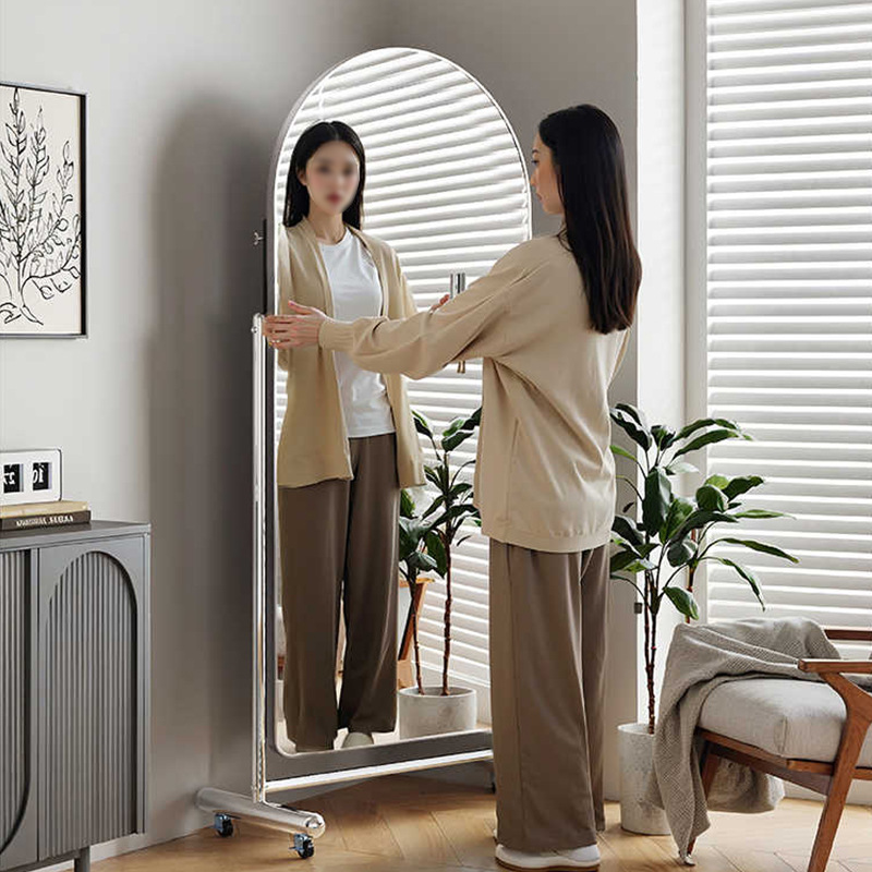 可移动全身镜显瘦可调节服装店镜子不锈钢舞蹈镜家用全身落地镜